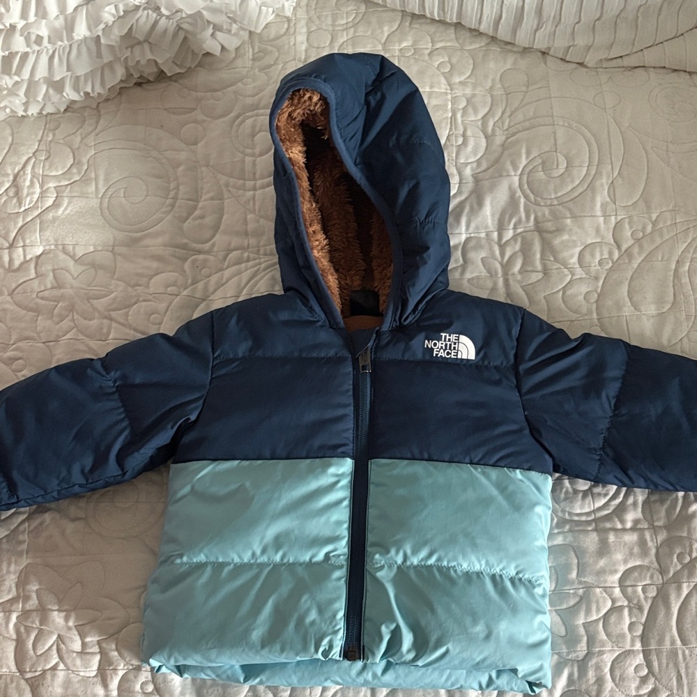 The North Face Navy and Light Blue Puffer Jacket